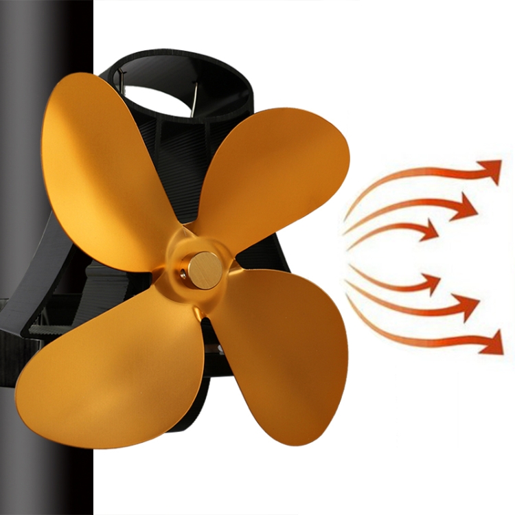 EF0029J.jpg YL-105 Ventilador de estufa para chimenea accionado por calor de aluminio de 4 aspas, YL-105 (Gold) - Imagen 1