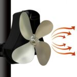 YL-105 Ventilador de estufa para chimenea accionado por calor de aluminio de 4 aspas, YL-105 (Silver)