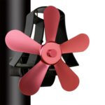 YL-106 Ventilador de estufa de chimenea accionado por calor de aluminio de alta temperatura de 5 aspas, YL-106 (Rose Red)