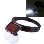 Lupa de cabeza de lectura de odontología de mantenimiento ajustable multifunción con 2 luces LED y 4 lentes (1.7X, 2X, 2.5X, 4X)