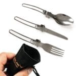 Cubiertos para exteriores plegables de acero inoxidable de tres piezas - Imagen 2