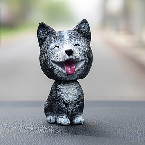 HC2210D.jpg Adornos de coche para perro con cabeza temblorosa, resinas, regalos de Año Nuevo con perro de dibujos animados encantadores con cinta adhesiva de doble cara, Husky Dog Cartoon Dog - Imagen 1