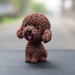 Adornos de coche para perro con cabeza temblorosa, resinas, regalos de Año Nuevo con perro de dibujos animados encantadores con cinta adhesiva de doble cara, Brown Teddy Cartoon Dog - Imagen 2