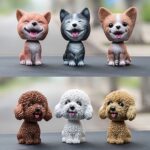 Adornos de coche para perro con cabeza temblorosa, resinas, regalos de Año Nuevo con perro de dibujos animados encantadores con cinta adhesiva de doble cara, Bulldog Cartoon Dog - Imagen 4