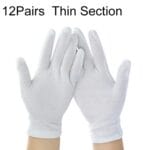 12 pares de guantes de trabajo de algodón puro, sección delgada