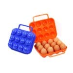 Portátil para exteriores con 12 rejillas para almacenamiento de huevos, soporte para bandeja, soporte, protección a prueba de roturas, para picnic, senderismo al aire libre, entrega de colores al azar