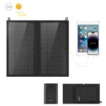 HAWEEL 12W 2 Paneles Bolsa de cargador de panel solar plegable con 5V / 3.1A Max Puertos USB duales, soporte QC3.0 y AFC