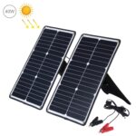 HAWEEL 2 PCS 20W Cargador de panel de energía solar de silicio monocristalino, con puerto USB, soporte y clip de tigre, soporte QC3.0 y AFC, Solar Power Panel Charger