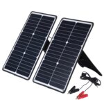 HAWEEL 2 PCS 20W Cargador de panel de energía solar de silicio monocristalino, con puerto USB, soporte y clip de tigre, soporte QC3.0 y AFC, Solar Power Panel Charger - Imagen 2