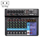 TEYUN NA8 Consola de mezcla pequeña de 8 canales Tarjeta de sonido para teléfono móvil Procesador de consola de grabación de computadora de transmisión en vivo, Enchufe de la UE, NA8 EU Plug