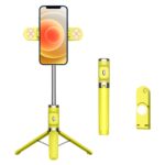 Palo selfie con trípode y luz de relleno dual con control remoto Bluetooth, Dual Fill Light (Yellow)