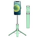 Palo selfie con trípode y control remoto Bluetooth, without Fill Light (Green)