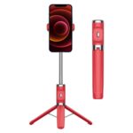 Palo selfie con trípode y control remoto Bluetooth, without Fill Light (Red)
