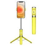 Palo selfie con trípode y control remoto Bluetooth, without Fill Light (Yellow)