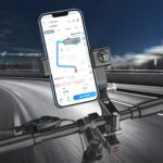 Soporte para teléfono con brújula esférica para motocicleta, manillar con luz, Handlebar with Light (Black)