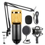 BM-800 Network K-Song Juego de micrófonos metálicos de alta gama con montaje antichoque, BM800 Kit Black