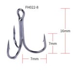 HENGJIA 20 PCS Classic Black High Carbon Steel Pesca Anzuelos triples de tres mandíbulas - Imagen 4