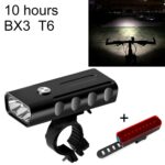 Luz LED para manillar delantero con carga USB BX3 (10 horas, lámpara T6 + A02)