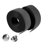 1 par de cinta para manillar de bicicleta de carretera y deportes con corcho + 2 enchufes de barra, 2m Black - Imagen 2