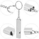 10 Uds. MNL-006 silbato de alta frecuencia de doble tubo de aleación de aluminio para niños silbato de supervivencia al aire libre con llavero, 10 PCS Silver - Imagen 3