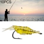10 Uds 4cm pesca cebo tipo camarón Artificial suave señuelos Popper cebos con gancho, Artificial Shrimp with Hook
