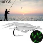 10 Uds 4cm pesca cebo tipo camarón Artificial suave señuelos Popper cebos con gancho, Luminous Shrimp with Hook