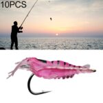 10 Uds 4cm pesca cebo tipo camarón Artificial suave señuelos Popper cebos con gancho, Pink Shrimp with Hook