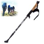 KODENOR Montañismo al aire libre Bastones de trekking con mango recto de aleación de aluminio plegables portátiles, longitud: 66-135 cm, Length : 66-135CM (Black)