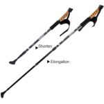 KODENOR Montañismo al aire libre Bastones de trekking con mango recto de aleación de aluminio plegables portátiles, longitud: 66-135 cm, Length : 66-135CM (Black) - Imagen 3