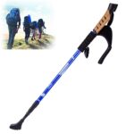 KODENOR Montañismo al aire libre Bastones de trekking con mango recto de aleación de aluminio plegables portátiles, longitud: 66-135 cm, Length : 66-135CM (Blue)