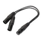 Cable adaptador de conector de Audio XLR CANNON 1 hembra a 2 macho de 30cm y 3 pines para micrófono/equipo de Audio, 1 Female to 2 Male Black