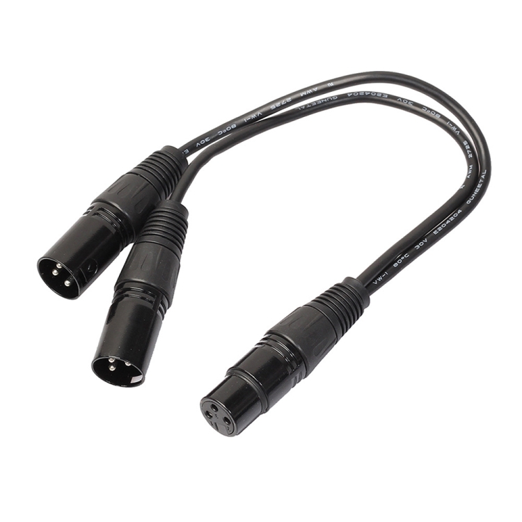 PC2957B.jpg Cable adaptador de conector de Audio XLR CANNON 1 hembra a 2 macho de 30cm y 3 pines para micrófono/equipo de Audio, 1 Female to 2 Male Black - Imagen 1