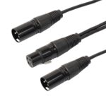 Cable adaptador de conector de Audio XLR CANNON 1 hembra a 2 macho de 30cm y 3 pines para micrófono/equipo de Audio, 1 Female to 2 Male Black - Imagen 2