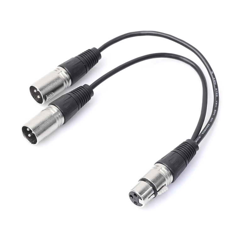 PC2958.jpg 30cm 3 pines XLR CANNON 1 hembra a 2 macho Cable adaptador de conector de audio para micrófono / equipo de audio - Imagen 1