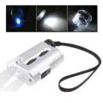 Microscopio de bolsillo 30X-60X con 2 luces LED / luz detectora de dinero