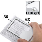 1 lupa de joyería con diseño de tarjeta de crédito iluminada por LED 6X / 3X (plata) - Imagen 2