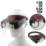 Lupa estilo diadema 1,5X / 3X / 8,5X / 10X con 2 luces LED, MG81007-A(Brown) - Imagen 2