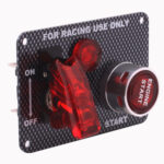 Panel de interruptor de encendido de arranque abatible de fibra de carbono y accesorios para carreras deportivas (DC 12V)