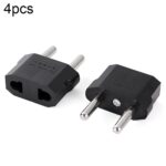 Adaptador de cargador de enchufe de EE. UU. a UE de 4 piezas, adaptador de corriente de viaje con enchufe europeo (negro)