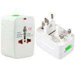 Adaptador de enchufe, Universal EU US UK AU Travel Enchufe adaptador de corriente alterna (blanco)