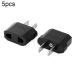 Adaptador de cargador de enchufe de la UE a enchufe de EE. UU. de 5 piezas, adaptador de corriente de viaje con enchufe de Estados Unidos (negro)