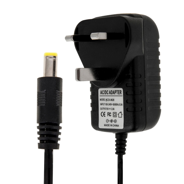 S-TC-5008.jpg Enchufe del Reino Unido AC 100-240V a DC 6V 2A Adaptador de corriente, puntas: 5,5 x 2,1 mm, longitud del cable: aproximadamente 1,2 m (negro) - Imagen 1