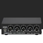 B055 Mezclador estéreo activo de 5 canales Mezclador multicanal con ajuste de volumen independiente y salida de alimentación USB de 5 V y monitoreo de auriculares, enchufe de EE. UU. - Imagen 2