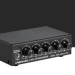 B055 Mezclador estéreo activo de 5 canales Mezclador multicanal con ajuste de volumen independiente y salida de alimentación USB de 5 V y monitoreo de auriculares, enchufe de EE. UU. - Imagen 4