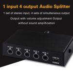 1 en 4 fuera Divisor de la señal de audio Distribuir dispositivo, no consumo, salida de interfaz de 3.5 mm - Imagen 2