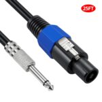 JUNSUNMAY Speakon macho a 6,35 mm macho Cable adaptador de altavoz de audio con cierre a presión, 25FT