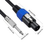 JUNSUNMAY Speakon macho a 6,35 mm macho Cable adaptador de altavoz de audio con cierre a presión, 25FT - Imagen 3