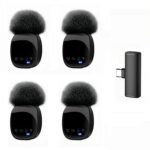 Sistema de micrófono de solapa inalámbrico 4 en 1 con reducción de ruido y transmisión UHF para iPhone y Android