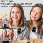 Sistema de micrófono de solapa inalámbrico 4 en 1 con reducción de ruido y transmisión UHF para iPhone y Android - Imagen 2