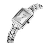 SKMEI 1407 Reloj de moda de negocios con diamantes Reloj de cuarzo de aleación de zinc cuadrado delicado y elegante para mujer, Rose Gold, Silvery - Imagen 4